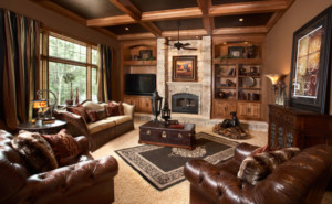 1.5 million dollar parade home entry brown leather study/library
